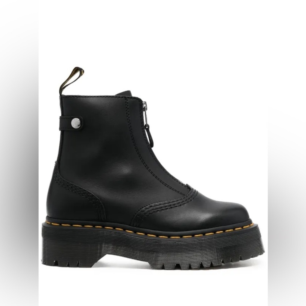 NWOB Dr Martens Jetta Zipped Sendel Black 100% Leather Platform Boots Sz 8 - Picture 6 of 8